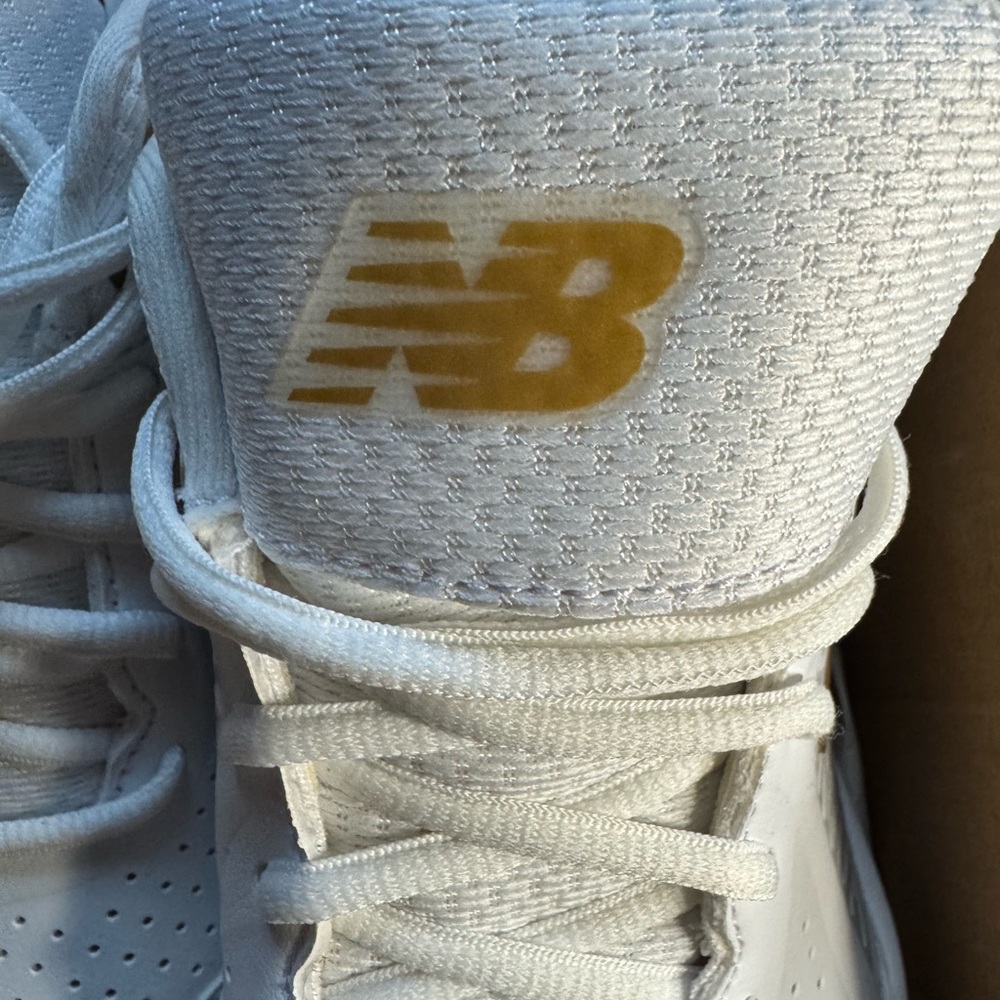 New Balance White and Gold Cleats - Picture 7 of 11